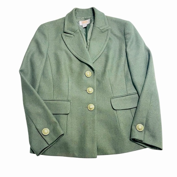 VTG Talbots Wool Blazer Womens Sz 10 Green Career Structured Jacket Classic - Picture 8 of 13